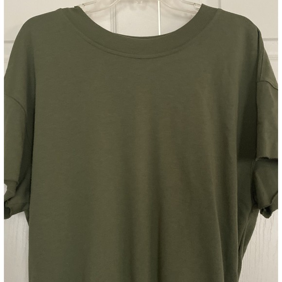 Old Navy Large Loose Fit Crop Top Cutout Back Army Green Gather Tie Waist - Picture 2 of 8